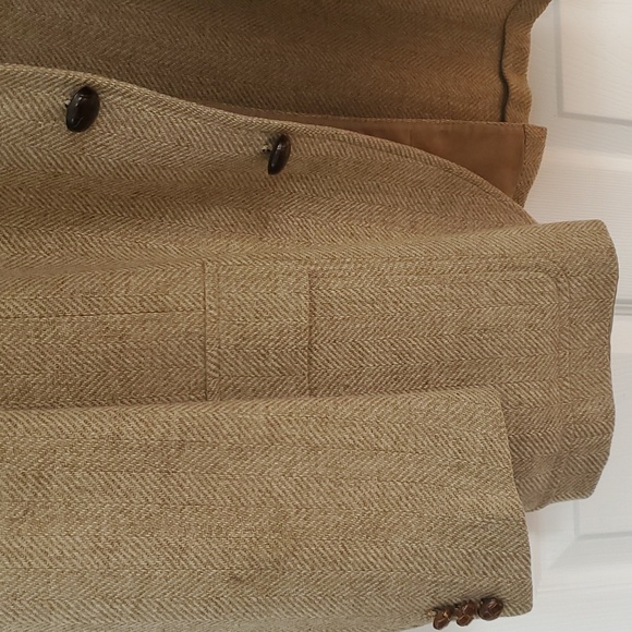 Men's Brown Herringbone Tweed Blazer John Weitz by Palm Beach - Big & Tall - Picture 6 of 8